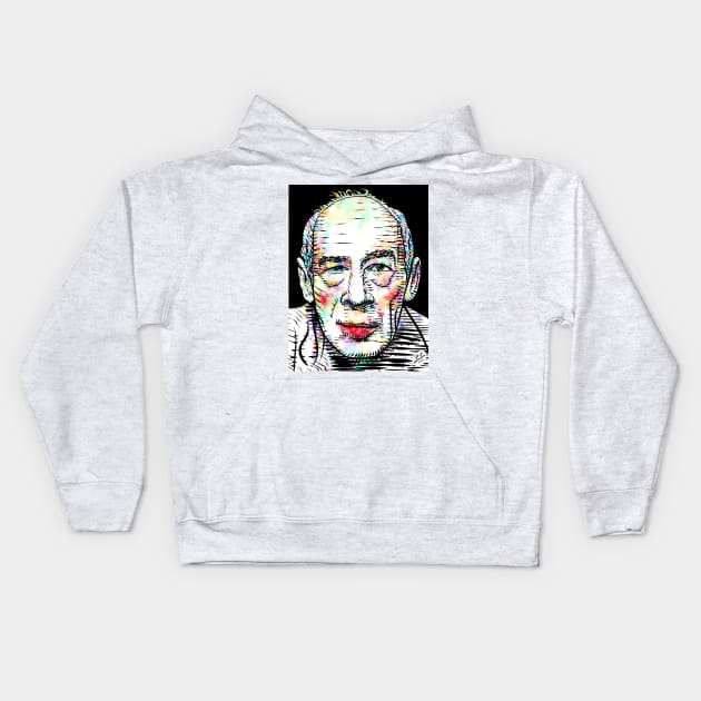 HENRY MILLER watercolor and ink portrait Kids Hoodie by lautir